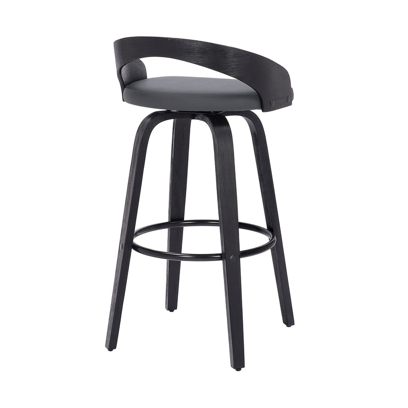 Sonia 26" Counter Height Swivel Gray Faux Leather and Black Wood Bar Stool - Furniture City (CA)l