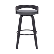 Sonia 26" Counter Height Swivel Gray Faux Leather and Black Wood Bar Stool - Furniture City (CA)l