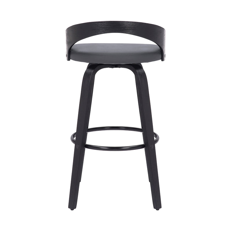 Sonia 26" Counter Height Swivel Gray Faux Leather and Black Wood Bar Stool - Furniture City (CA)l