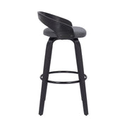 Sonia 30" Bar Height Swivel Gray Faux Leather and Black Wood Bar Stool - Furniture City (CA)l