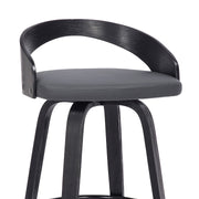 Sonia 30" Bar Height Swivel Gray Faux Leather and Black Wood Bar Stool - Furniture City (CA)l
