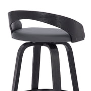 Sonia 30" Bar Height Swivel Gray Faux Leather and Black Wood Bar Stool - Furniture City (CA)l