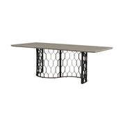 Solange Concrete and Black Metal Rectangular Dining Table - Furniture City (CA)l