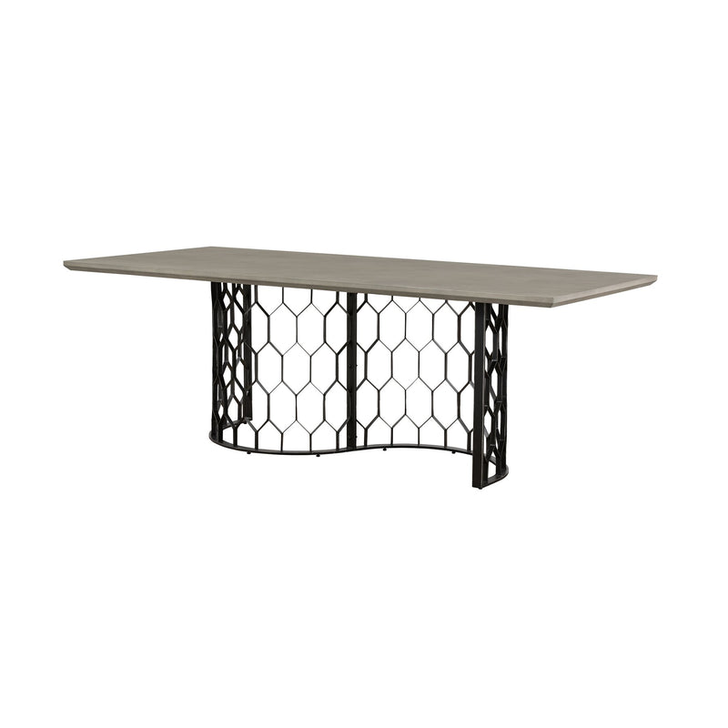 Solange Concrete and Black Metal Rectangular Dining Table - Furniture City (CA)l