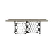 Solange Concrete and Black Metal Rectangular Dining Table - Furniture City (CA)l