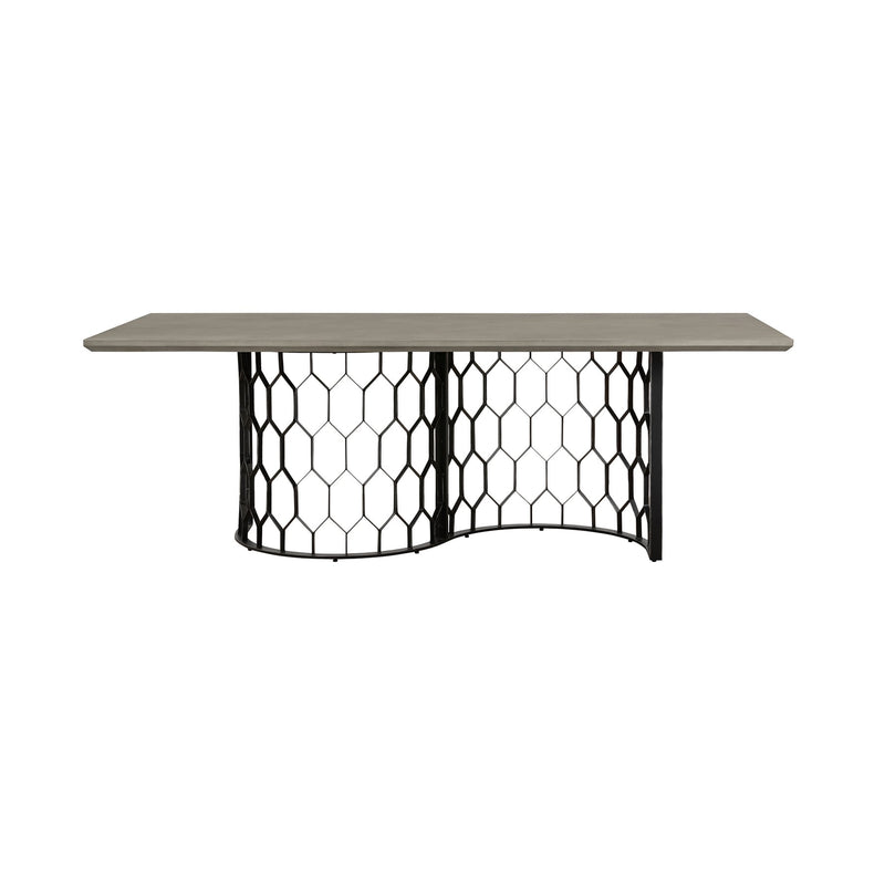Solange Concrete and Black Metal Rectangular Dining Table - Furniture City (CA)l