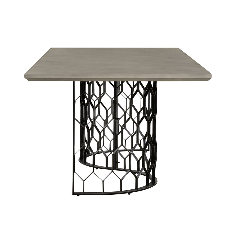 Solange Concrete and Black Metal Rectangular Dining Table - Furniture City (CA)l