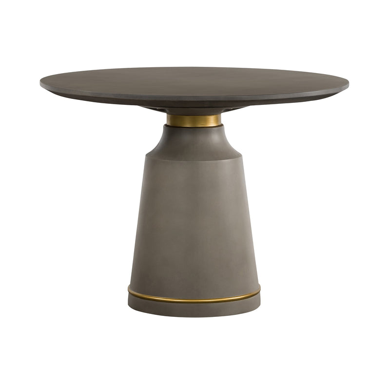 Pinni Gray Concrete Round Dining Table with Bronze Painted Accent - Furniture City (CA)l