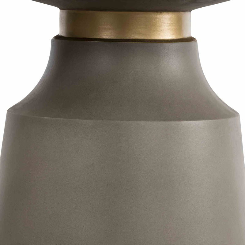Pinni Gray Concrete Round Dining Table with Bronze Painted Accent - Furniture City (CA)l