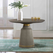 Pinni Gray Concrete Round Dining Table with Bronze Painted Accent - Furniture City (CA)l