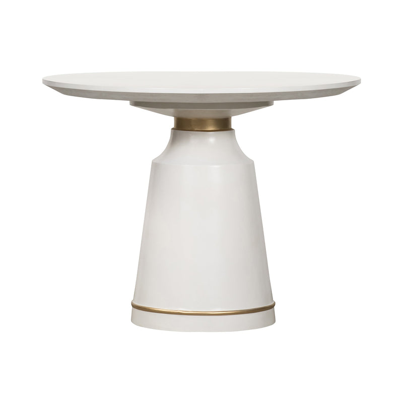 Pinni White Concrete Round Dining Table with Bronze Painted Accent - Furniture City (CA)l