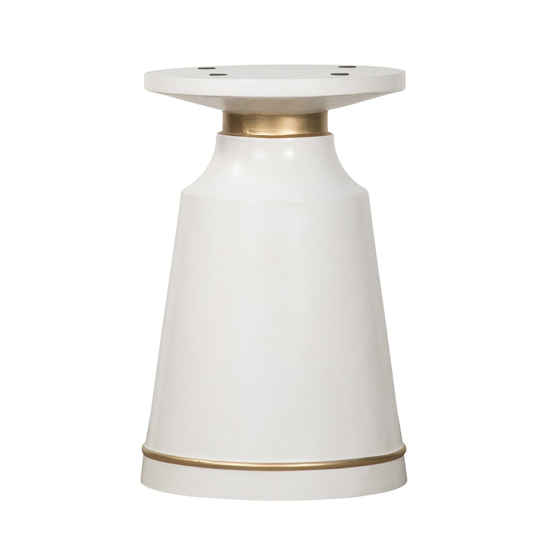Pinni White Concrete Round Dining Table with Bronze Painted Accent - Furniture City (CA)l