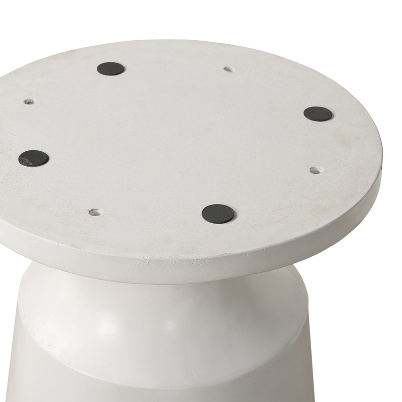 Pinni White Concrete Round Dining Table with Bronze Painted Accent - Furniture City (CA)l