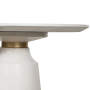 Pinni White Concrete Round Dining Table with Bronze Painted Accent - Furniture City (CA)l