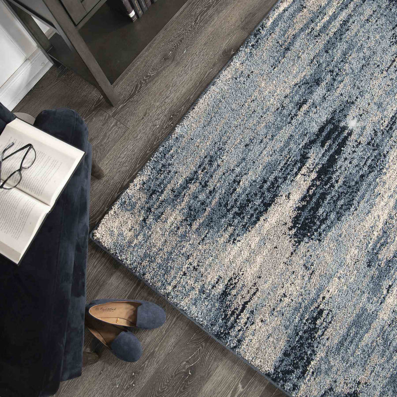 Spartan Contemporary 5x8 Area Rug in Cream/Blue - Furniture City (CA)l