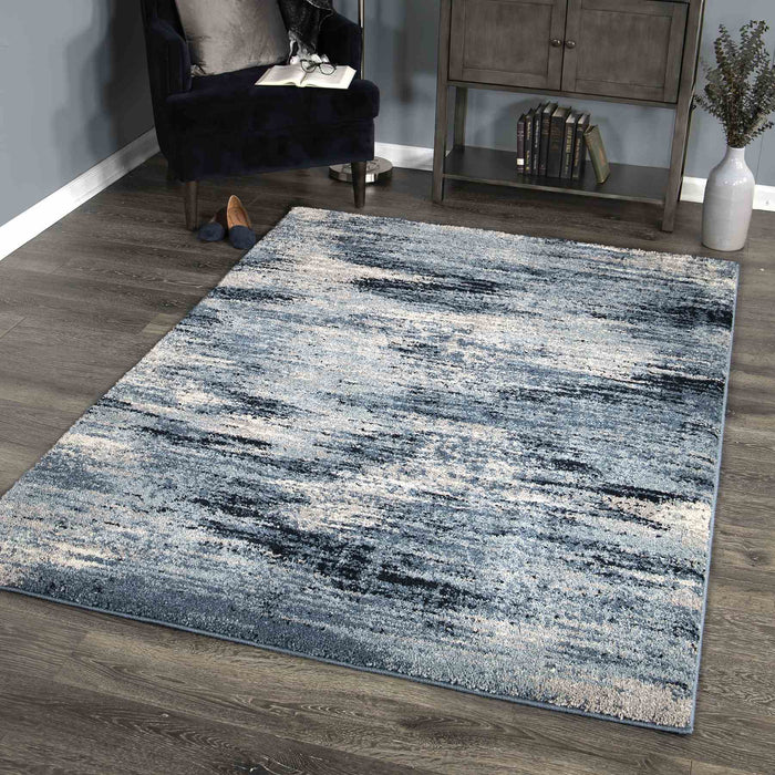 Spartan Contemporary 8x10 Area Rug in Cream/Blue