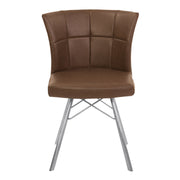 Spago Contemporary Dining Chair in Vintage Coffee Faux Leather with Brushed Stainless Steel Finish - Set of 2 - Furniture City (CA)l