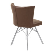 Spago Contemporary Dining Chair in Vintage Coffee Faux Leather with Brushed Stainless Steel Finish - Set of 2 - Furniture City (CA)l