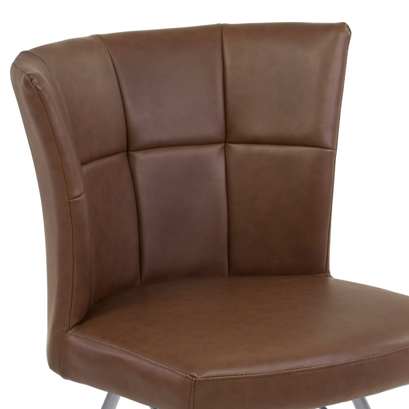 Spago Contemporary Dining Chair in Vintage Coffee Faux Leather with Brushed Stainless Steel Finish - Set of 2 - Furniture City (CA)l