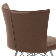 Spago Contemporary Dining Chair in Vintage Coffee Faux Leather with Brushed Stainless Steel Finish - Set of 2 - Furniture City (CA)l