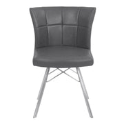 Spago Contemporary Dining Chair in Vintage Gray Faux Leather with Brushed Stainless Steel Finish - Set of 2 - Furniture City (CA)l