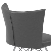 Spago Contemporary Dining Chair in Vintage Gray Faux Leather with Brushed Stainless Steel Finish - Set of 2 - Furniture City (CA)l