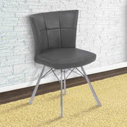 Spago Contemporary Dining Chair in Vintage Gray Faux Leather with Brushed Stainless Steel Finish - Set of 2 - Furniture City (CA)l
