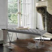 Serene Contemporary Bench in Brushed Stainless Steel with Gray Fabric - Furniture City (CA)l