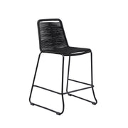 Shasta 26" Outdoor Metal and Black Rope Stackable Counter Stool - Furniture City (CA)l