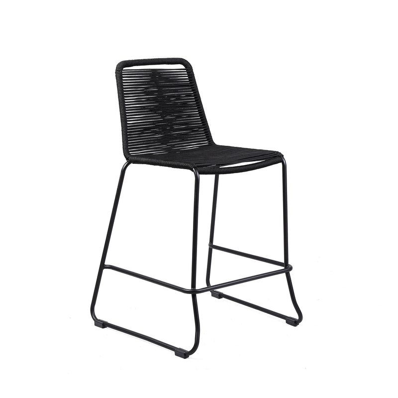 Shasta 26" Outdoor Metal and Black Rope Stackable Counter Stool - Furniture City (CA)l