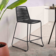 Shasta 26" Outdoor Metal and Black Rope Stackable Counter Stool - Furniture City (CA)l
