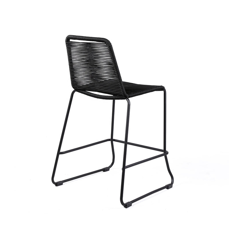 Shasta 30" Outdoor Metal and Black Rope Stackable Barstool - Furniture City (CA)l