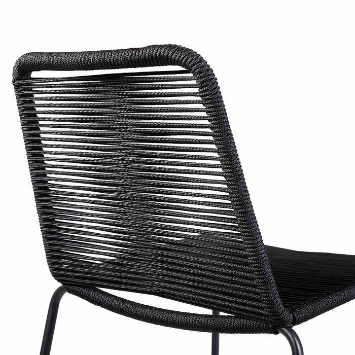 Shasta 30" Outdoor Metal and Black Rope Stackable Barstool