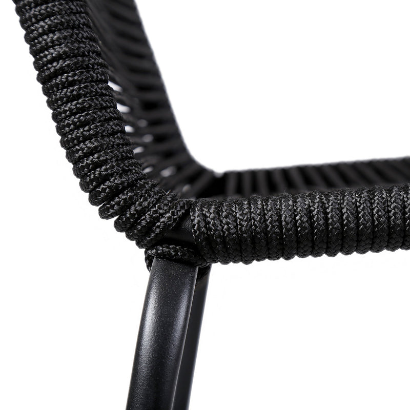 Shasta 30" Outdoor Metal and Black Rope Stackable Barstool - Furniture City (CA)l