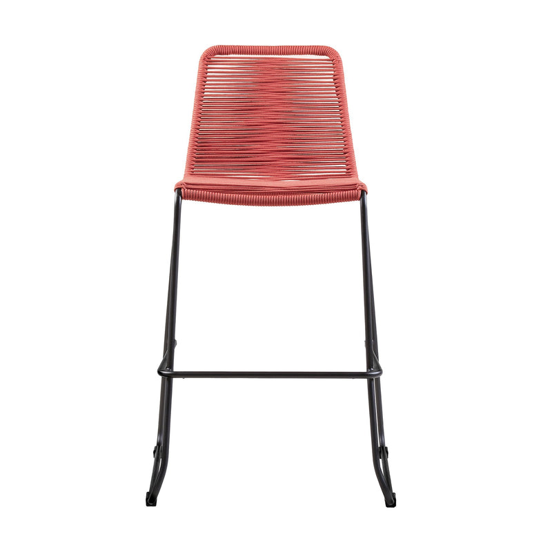 Shasta 30" and 26" Outdoor Metal and Rope Stackable Barstool - Furniture City (CA)l