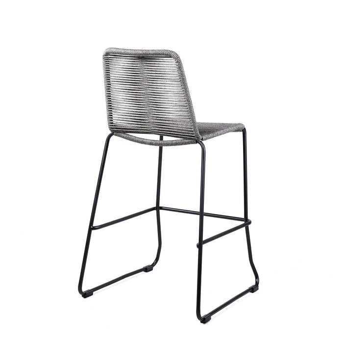 Shasta 26" Outdoor Metal and Gray Rope Stackable Counter Stool