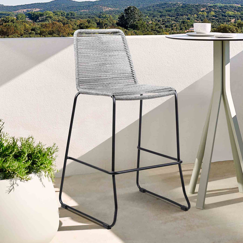 Shasta 26" Outdoor Metal and Gray Rope Stackable Counter Stool - Furniture City (CA)l