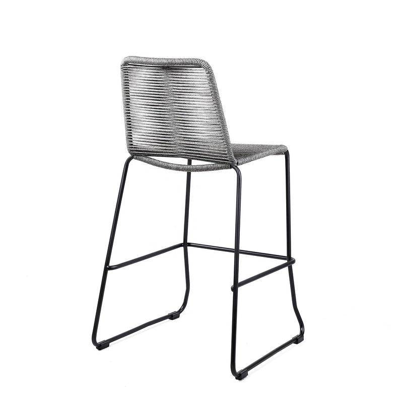 Shasta 30" Outdoor Metal and Gray Rope Stackable Barstool - Furniture City (CA)l