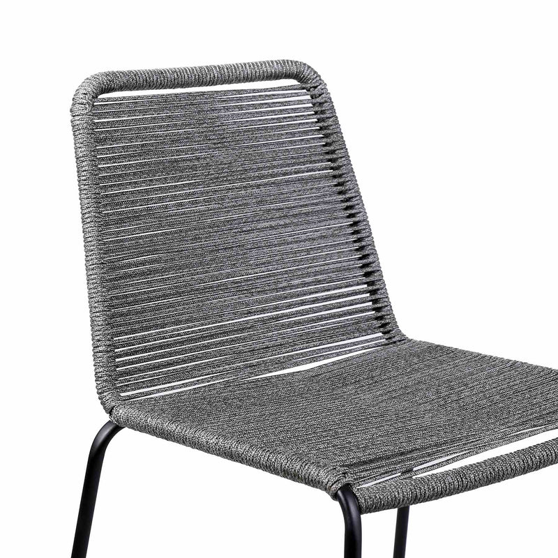 Shasta 30" Outdoor Metal and Gray Rope Stackable Barstool - Furniture City (CA)l