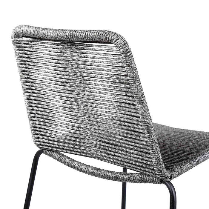 Shasta 30" Outdoor Metal and Gray Rope Stackable Barstool
