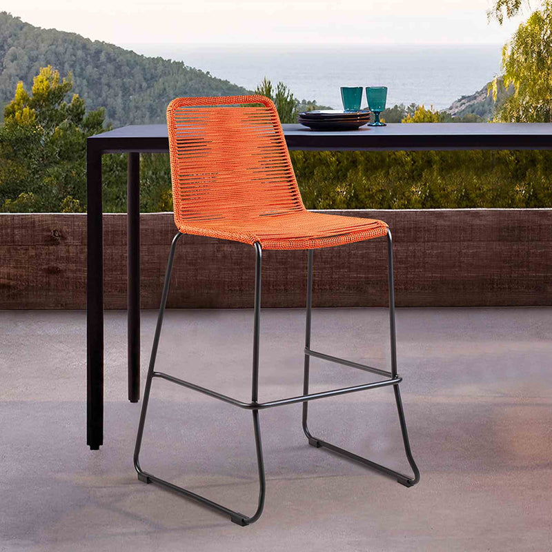Shasta 30" and 26" Outdoor Metal and Rope Stackable Barstool - Furniture City (CA)l