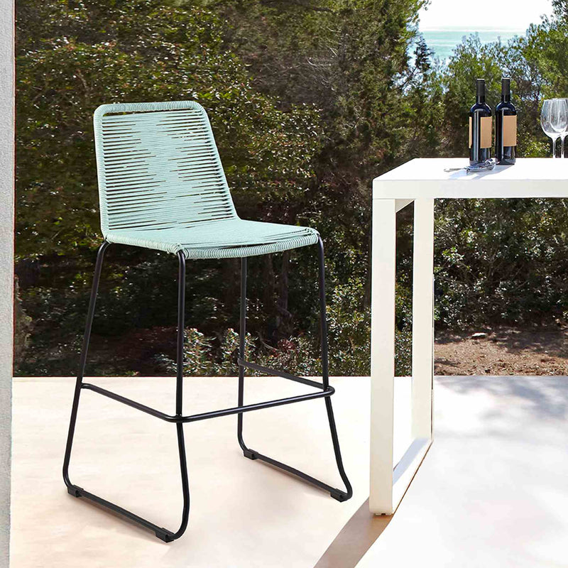 Shasta 30" and 26" Outdoor Metal and Rope Stackable Barstool - Furniture City (CA)l