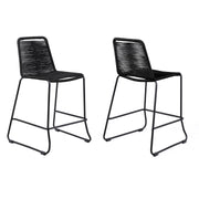 Shasta 26" Outdoor Metal and Black Rope Stackable Counter Stool - Set of 2 - Furniture City (CA)l