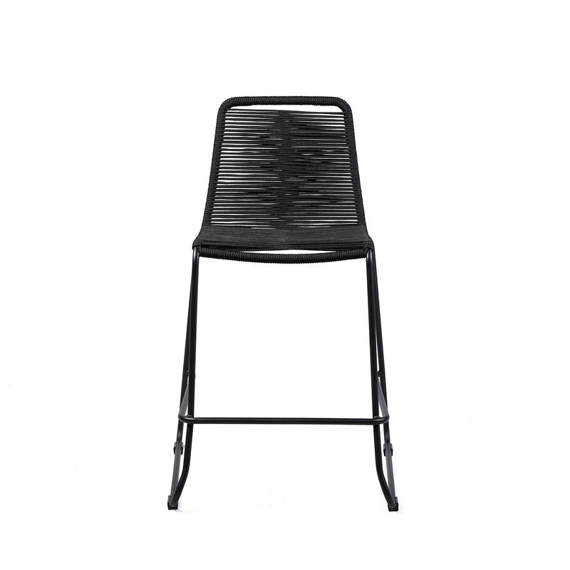 Shasta 26" Outdoor Metal and Black Rope Stackable Counter Stool - Set of 2 - Furniture City (CA)l