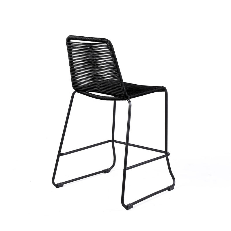 Shasta 26" Outdoor Metal and Black Rope Stackable Counter Stool - Set of 2 - Furniture City (CA)l