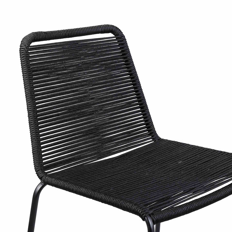 Shasta 26" Outdoor Metal and Black Rope Stackable Counter Stool - Set of 2 - Furniture City (CA)l