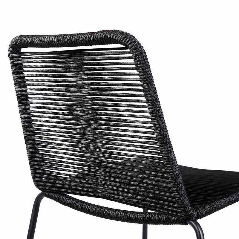 Shasta 30" Outdoor Metal and Black Rope Stackable Barstool - Set of 2 - Furniture City (CA)l