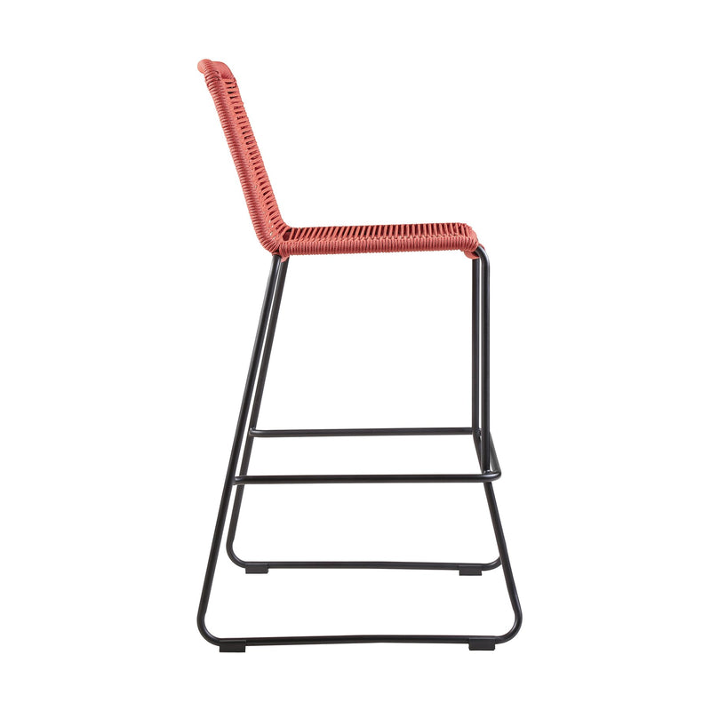 Shasta 26" Outdoor Metal and Brick Red Rope Stackable Counter Stool - Set of 2 - Furniture City (CA)l