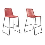 Shasta 30" Outdoor Metal and Brick Red Rope Stackable Barstool - Set of 2 - Furniture City (CA)l