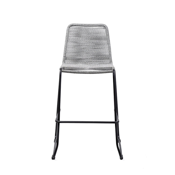 Shasta 26" Outdoor Metal and Gray Rope Stackable Barstool - Set of 2